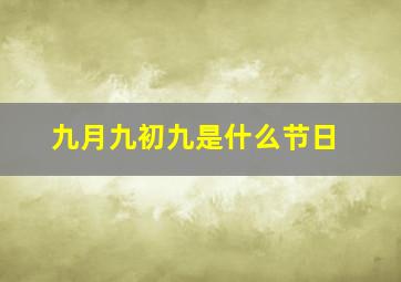 九月九初九是什么节日