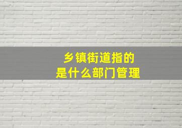 乡镇街道指的是什么部门管理