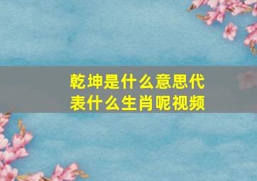 乾坤是什么意思代表什么生肖呢视频