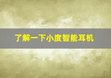 了解一下小度智能耳机