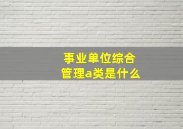 事业单位综合管理a类是什么