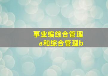 事业编综合管理a和综合管理b