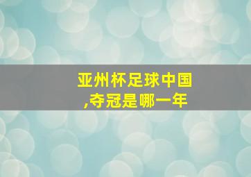 亚州杯足球中国,夺冠是哪一年