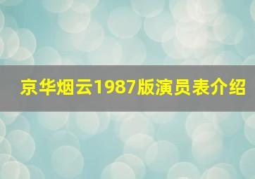 京华烟云1987版演员表介绍