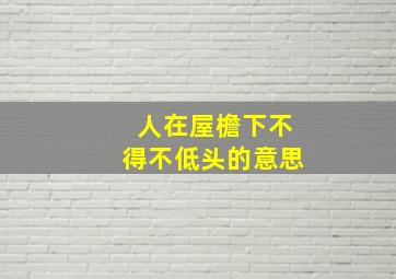 人在屋檐下不得不低头的意思