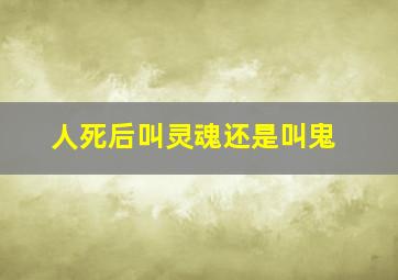 人死后叫灵魂还是叫鬼