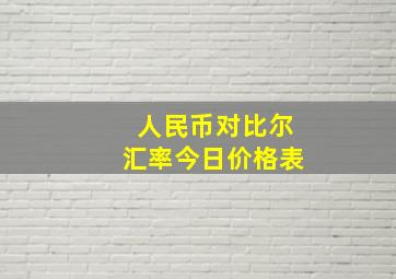 人民币对比尔汇率今日价格表