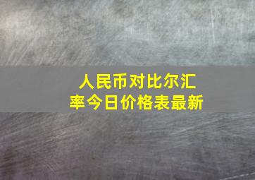 人民币对比尔汇率今日价格表最新