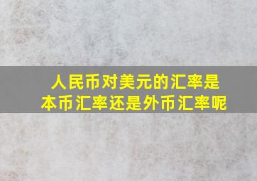 人民币对美元的汇率是本币汇率还是外币汇率呢