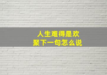 人生难得是欢聚下一句怎么说