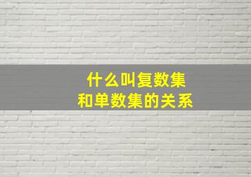 什么叫复数集和单数集的关系