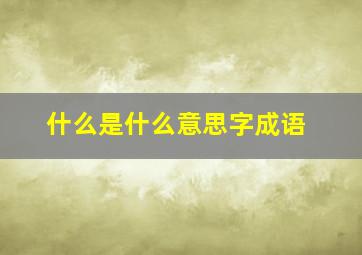 什么是什么意思字成语