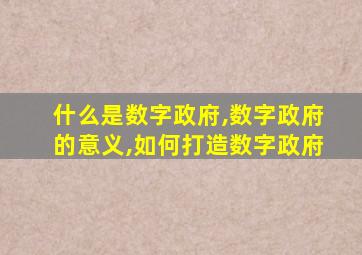 什么是数字政府,数字政府的意义,如何打造数字政府