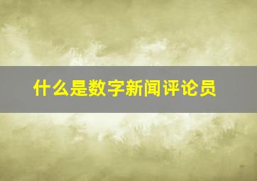 什么是数字新闻评论员