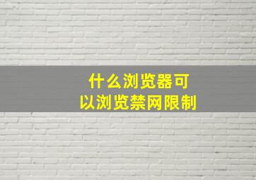 什么浏览器可以浏览禁网限制