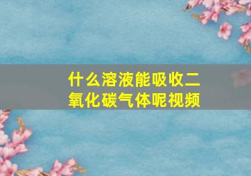 什么溶液能吸收二氧化碳气体呢视频