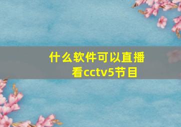 什么软件可以直播看cctv5节目