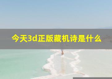 今天3d正版藏机诗是什么