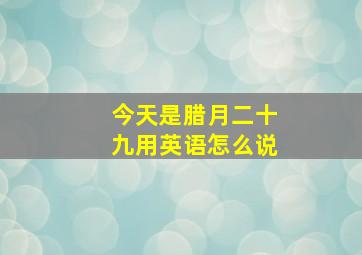 今天是腊月二十九用英语怎么说