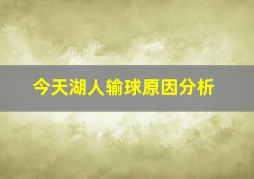 今天湖人输球原因分析