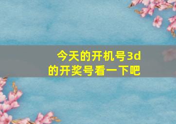 今天的开机号3d的开奖号看一下吧