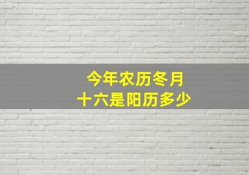 今年农历冬月十六是阳历多少