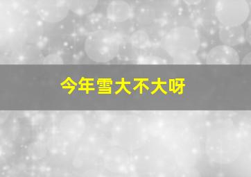 今年雪大不大呀