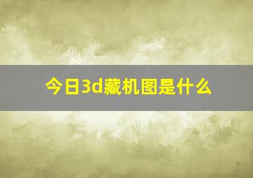 今日3d藏机图是什么