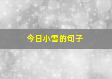 今日小雪的句子