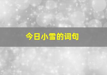 今日小雪的词句