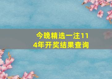 今晚精选一注114年开奖结果查询