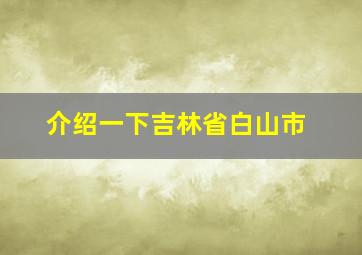 介绍一下吉林省白山市