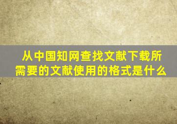 从中国知网查找文献下载所需要的文献使用的格式是什么