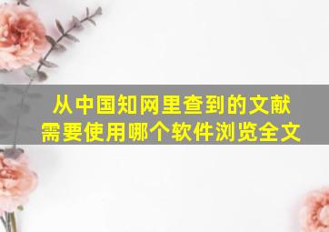 从中国知网里查到的文献需要使用哪个软件浏览全文