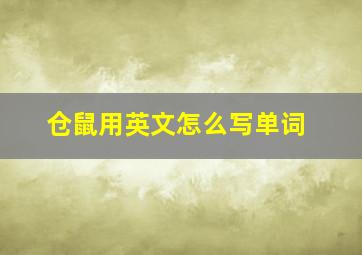 仓鼠用英文怎么写单词