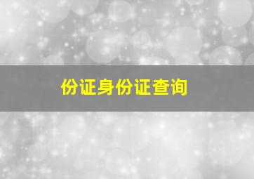 份证身份证查询