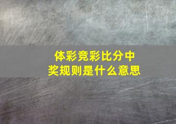 体彩竞彩比分中奖规则是什么意思