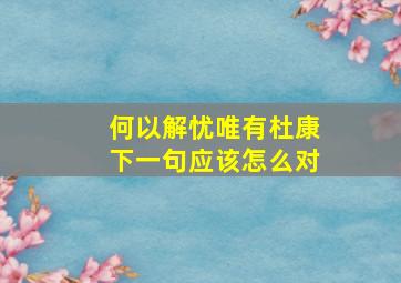 何以解忧唯有杜康下一句应该怎么对