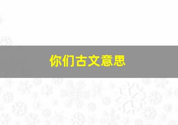 你们古文意思