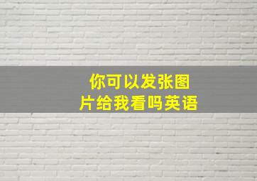 你可以发张图片给我看吗英语