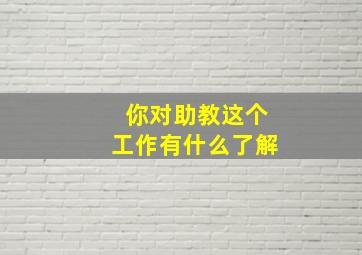 你对助教这个工作有什么了解