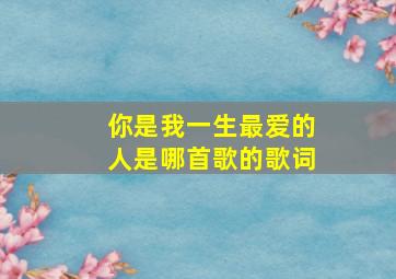 你是我一生最爱的人是哪首歌的歌词