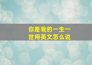 你是我的一生一世用英文怎么说