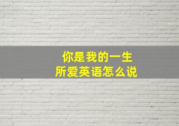 你是我的一生所爱英语怎么说