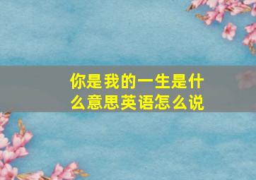 你是我的一生是什么意思英语怎么说