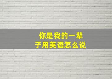 你是我的一辈子用英语怎么说