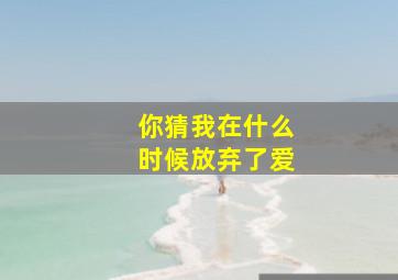 你猜我在什么时候放弃了爱