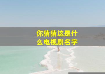 你猜猜这是什么电视剧名字