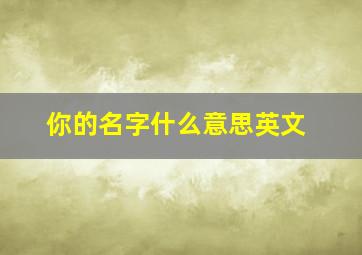 你的名字什么意思英文