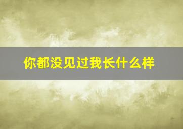 你都没见过我长什么样